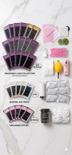 kit profissional extensão de cílios - completo p/ iniciantes (nagaraku + bônus)