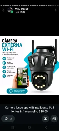 Camera de segurança moderna 3 lentes P15 PTZ