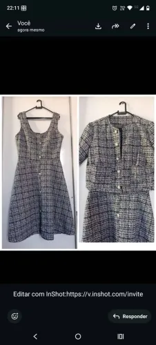 Conjunto charmoso de vestido e casaco de Tweed Tam P (forma grande)