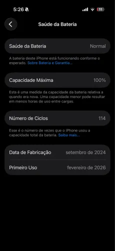 iPhone 16 Pro - 128gb - saúde da bateria 100% - preto - chip físico