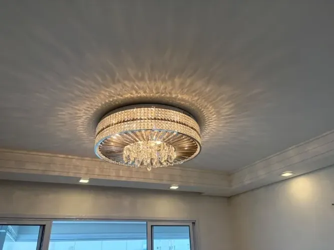 Lustre Plafon Redondo de Cristal Cromado - Luxo