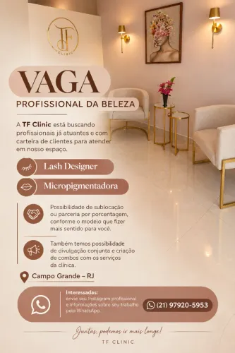 VAGA PROFISSIONAL LASH DESIGNER E MICROPIGMENTADORA