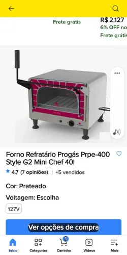 Forno gourmet Progás seminovo
