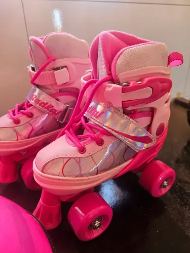 Patins Roller Infantil Quad 4 Rodas + Kit Proteção Completo 28 + 31