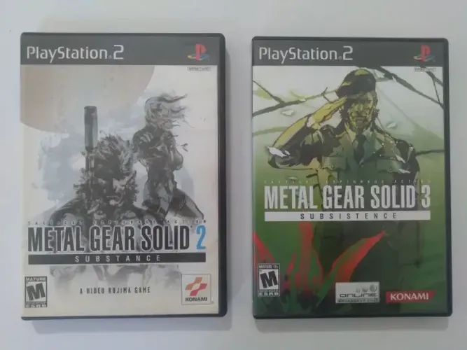 Metal Gear Solid 2 Substance e Metal Gear Solid 3 Subsistence para PS2 completos