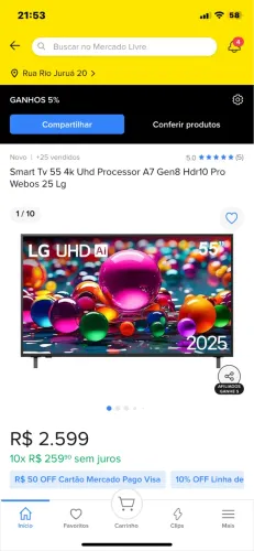 Smart TV 4K 55" LG UHD 55UA85 Processador ?7 AI Ger8 4K