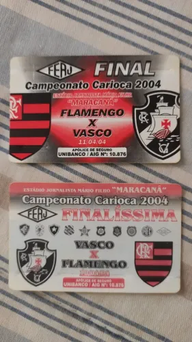Ingressos Históricos Usados Flamengo Vasco Final Carioca 2004 Futebol Torcida Original