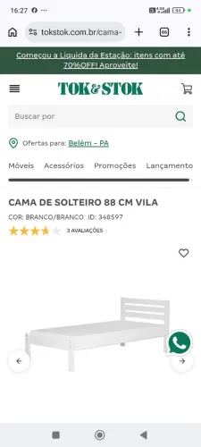 Cama solteiro Tok stok 88cm Vila