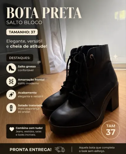 Bota Cano Baixo - Salto Alto 