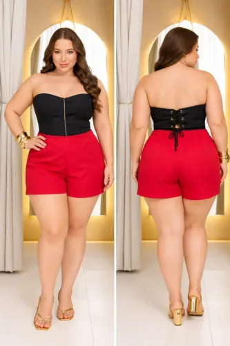 Short em alfaiataria feminino tamanho 48/50