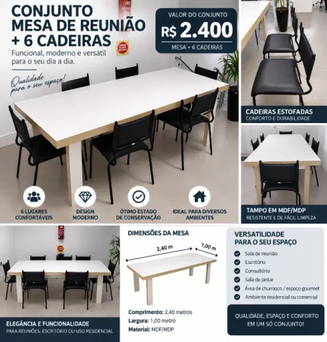 CONJUNTO MESA + 6 CADEIRAS