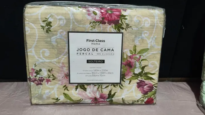 First Class - Jogo de Cama Percal 100% Algodão - 3 Peças (Novo)