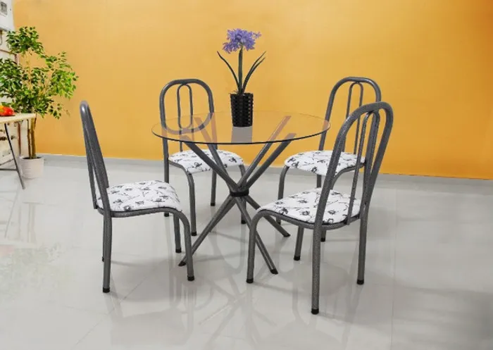 Lindo Conjunto Mesa cozinha vidro 04 Cad. Las Vegas = Montagem + entrega grátis!
