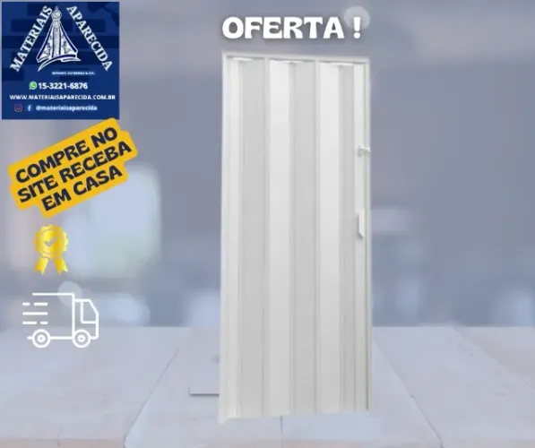 Porta Pvc Sanfonada 70cm Branca Cinza - nova