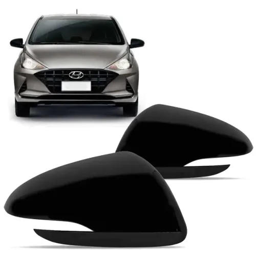 Capa de Retrovisor Hyundai HB20 2020 - Superior Preto Liso - Preparado P/ Pisca - Metagal 