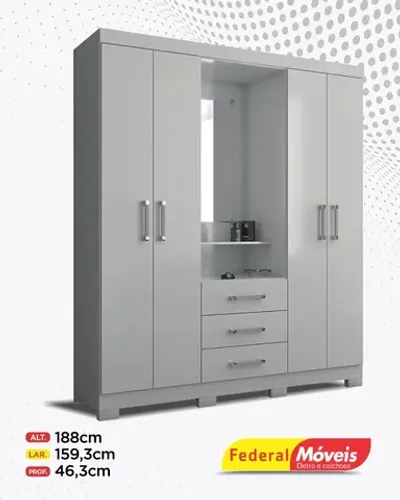 Guarda Roupa 4 portas c/ Pes e Espelhos Direto da Fabrica Fazemos Entrega