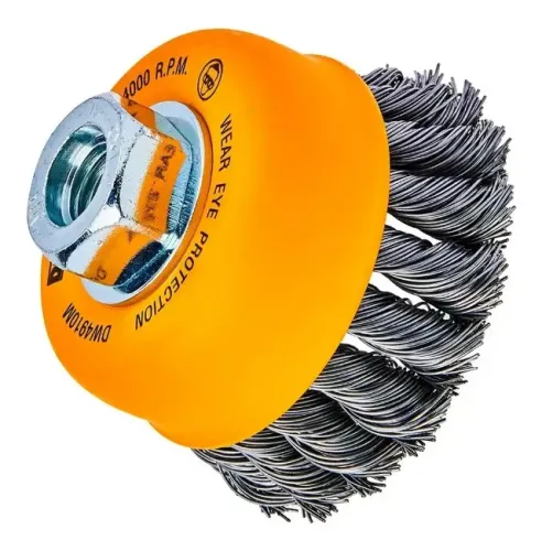 Escova De Aco Carbono Copo Torcido 2,5" - 64 Mm Rosca M14