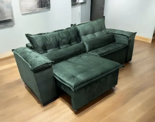 Sofa retratil em sued veludo 2.30 