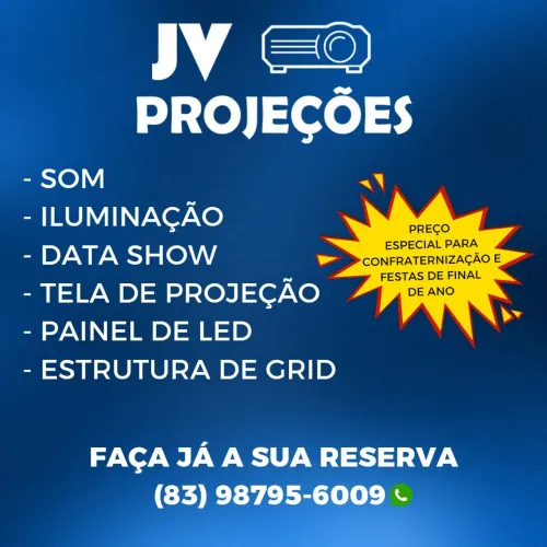 Aluguel de Som, Iluminação, Data show, Tela de projeção, Painel de led e Estrutura de Grid