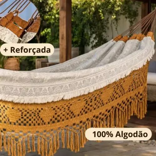Rede De Descanso Para Casal Caramelo/Bege