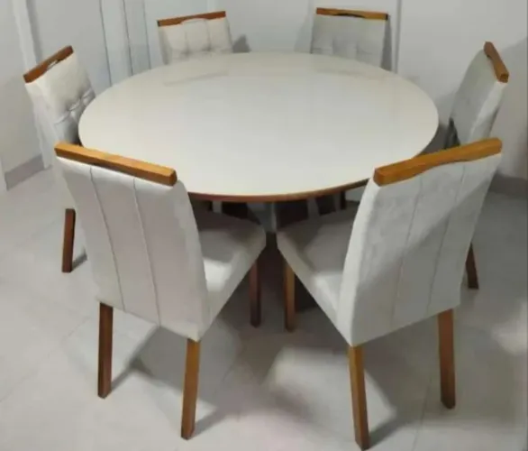 Conjunto Mesa de Jantar Redonda com 6 Cadeiras