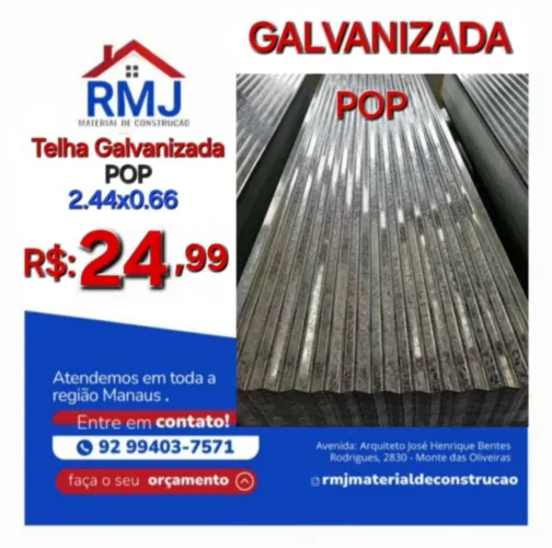 Telha Galvanizada POP ( 2.44 x 0.66 )