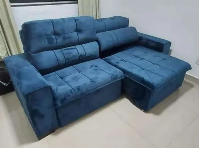 Sofá retrátil reclinável 2,30 azul