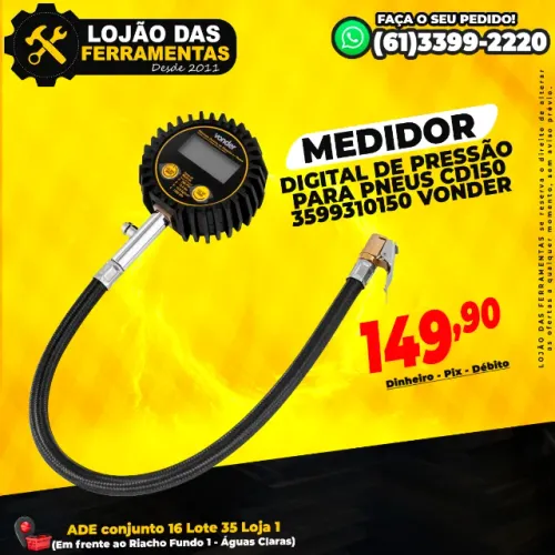 Medidor Digital de Pressão Para Pneus CD150  * Vonder