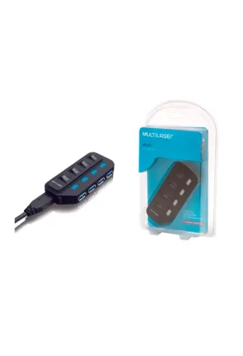 HUB USB 3.0 4 PORTAS CHAVEADO SUPER SPEED MULTILASER AC264
