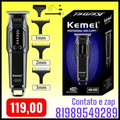 Máquina de Cortar Cabelo e Barbeador Kemei KM-659
