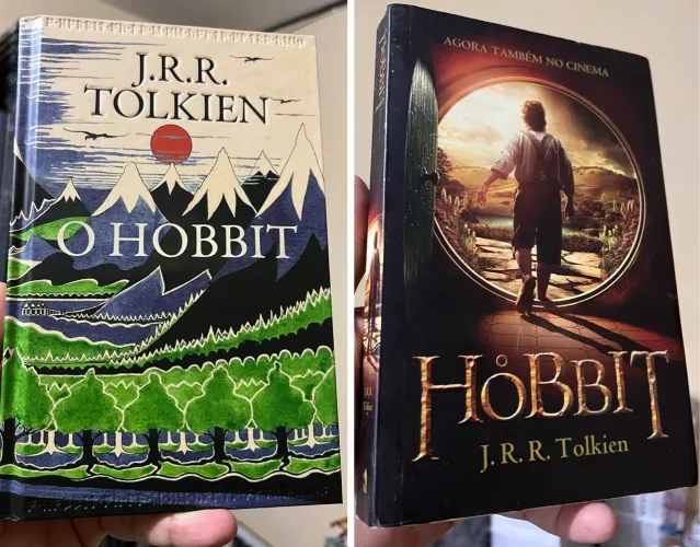 O Hobbit J.R.R. Tolkien 2 livros, um capa dura outro capa cartão 