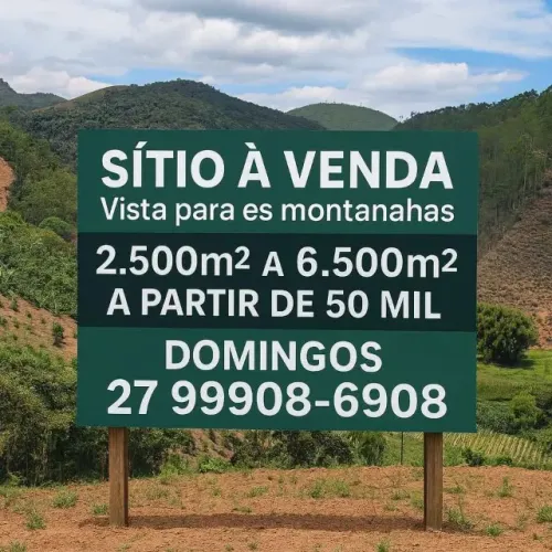 Sítio vista para as montanhas Domingos Martins - Área: a partir de2.500m², parcelo troco