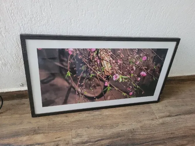 Quadro com moldura bike flores 50x90