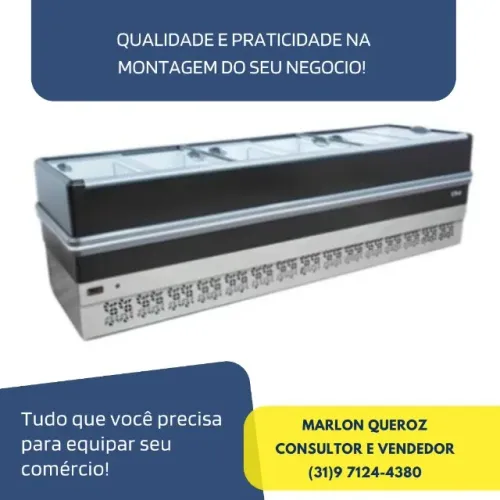 Ilha de Congelados Vidro Reto Polar Preta 220v 