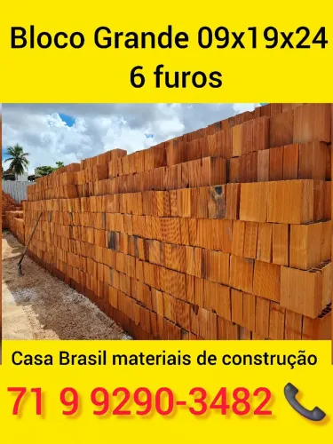 Bloco Grande 09x19x24 6 furos R$1100.00 a vista / R$1270,00 Cartão