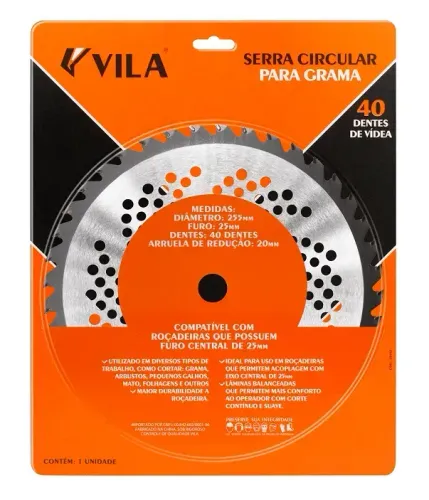 Disco/Serra Circular De Videa 40 Dentes Para Grama 255mm Vila