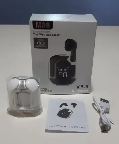 Fones de Ouvido Sem Fio Bluetooth Preto Branco Verde Rosa com Display LED59