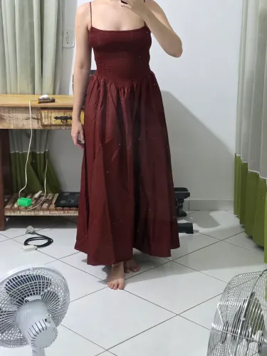 Desapego FARM vestido longo bordô