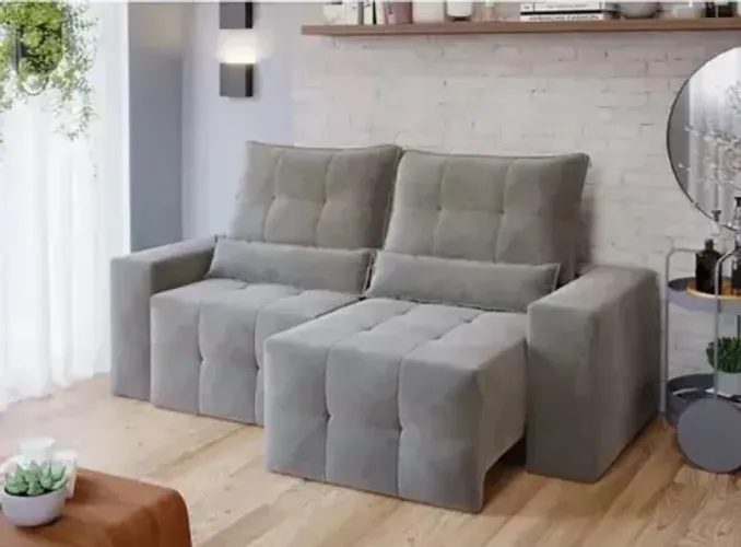 Excelente Sofá Retrátil e Reclinável Cinza Novo