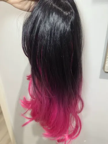 Lace wig peruca ombre rosa cosplay curta como nas fotos NOVA