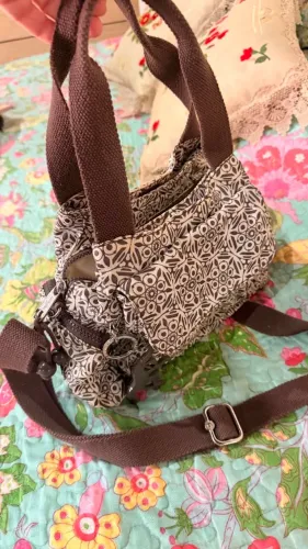 bolsa transversal kipling if off white marrom ORIGINAL 