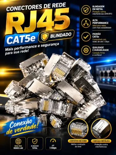 Conectores de Rede Rj45 RJ11 Cat5,5e,6 Normal e Blindado Novo Promoção