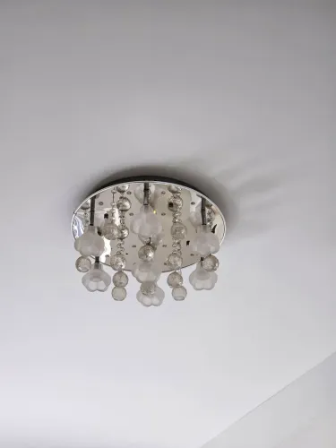 Lustre de Cristal com 02 tipos de luz uma Lilás e outra Amarela