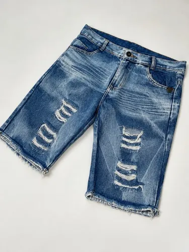 Bermuda Jeans Masculina Lacoste - Azul Claro Estonada