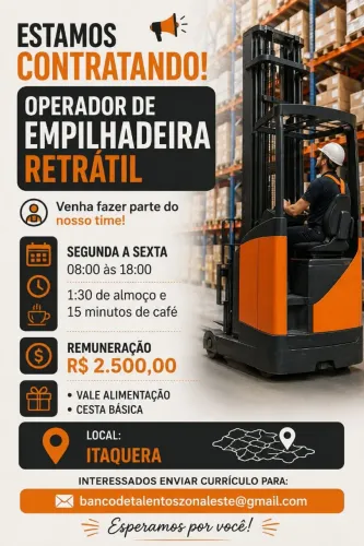 Operador de empilhadeira retrátil - Itaquera zona leste