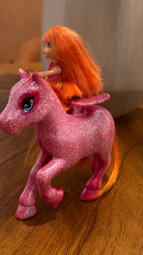 Mini Boneca Fada E Pônei Rosa Glitter - Barbie E O Segredo Das Fadas (Mattel 2010)