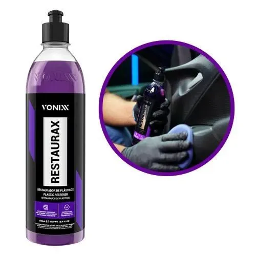 Kit Restaurador Plástico Restaurax 240ml Aplicador Luva Cor Roxo
