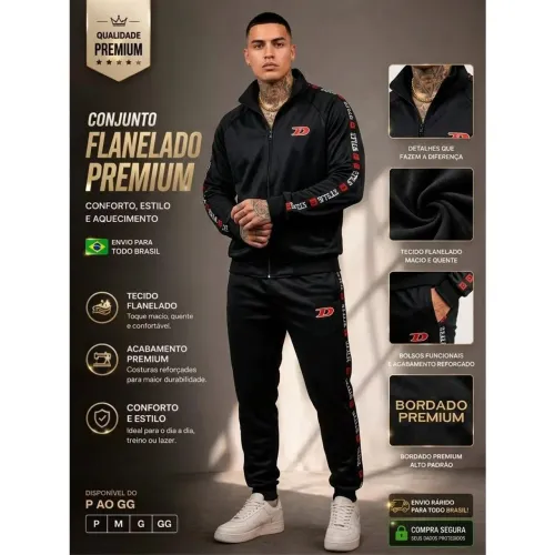 Conjunto masculino chimpa flanelado direito da fábrica