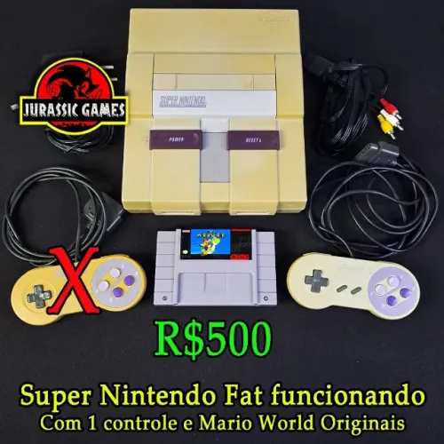 Console Super Nintendo Fat Nacional. 1 Controle Original + Super Mario World . Snes