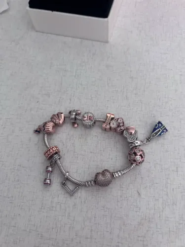 Pulseira Pandora Original Completa com 12 Charms + Caixa | Prata 925